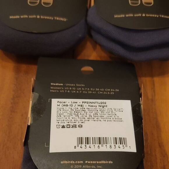NWT allbirds Trino Sprinter Pacer low socks - LOT OF 3 - navy - MEDIUM - W 8-10 - Picture 2 of 3